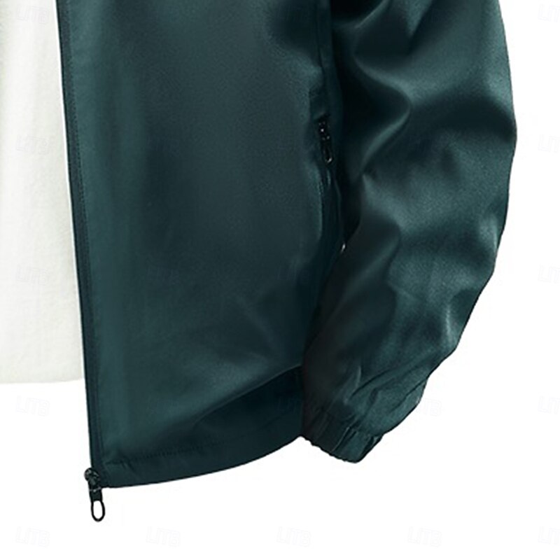 Men's Jacket Casual Jacket Outdoor Vacation Warm Zipper Pocket Fall Winter All Seasons Plain Vintage Fashion Standing Collar Short Black Navy Blue Green Khaki Gray Jacket3