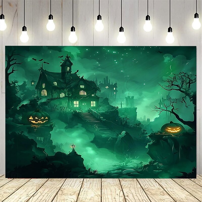 Halloween Photograph Backdrop Tapestry, Creepy Terrifying Cemetery Pattern Wall Hanging, Large Decorative Mural for Bedroom, Living Room, Party, and Home Decoration2