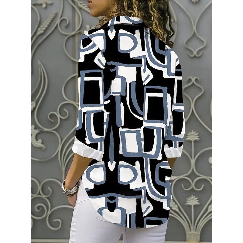 Women's Shirt Blouse Plaid Polka Dot Casual Long Sleeve Shirt Collar Regular Tops Work Daily Buttons Print Black White Pink Blue Khaki Spring Fall Winter4