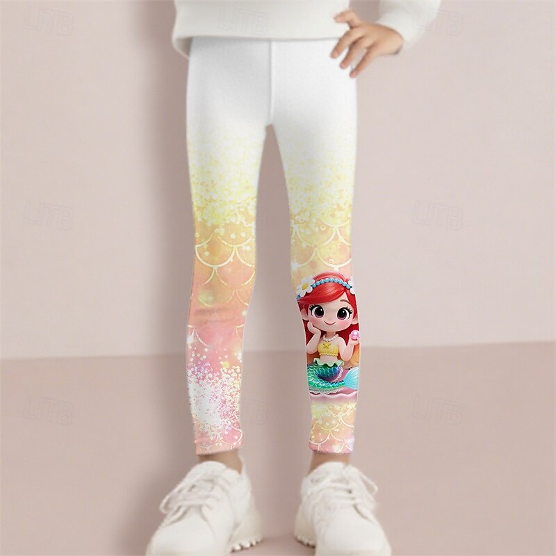 Girls' 3D Mermaid Pants Leggings Spring Fall Cute Basic Kids 4-12 Years Outdoor Casual Daily Regular Fit3