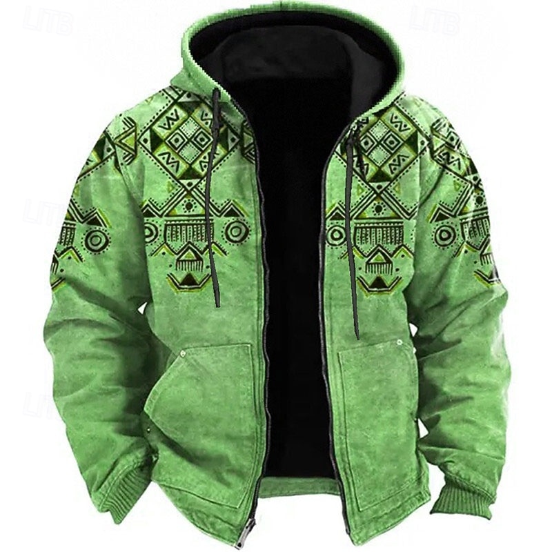 Men's Tribal Ethnic Hoodie Hoodies Sweatshirt Sports Ethnic Long Sleeve Hooded Vacation Holiday Streetwear Blue Brown Pocket Print Spring &  Fall Designer3