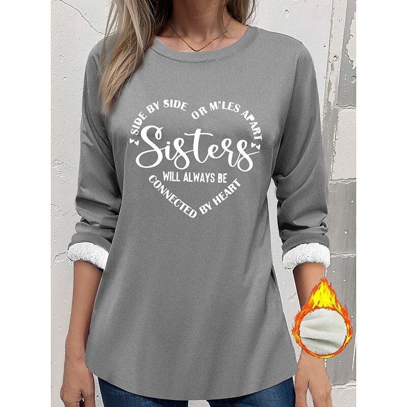 Women's Pullover Sweatshirt Letter Casual Comfrt Long Sleeve Crew Neck Regular Tops Street Dailywear Print Black Pink Blue Gray Fall Winter4