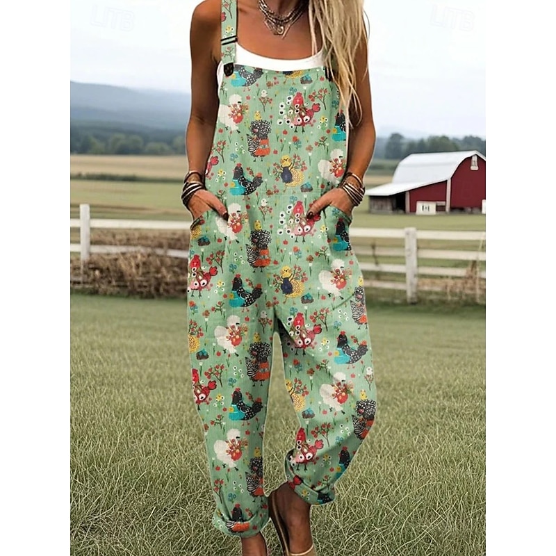 Women's Romper Active Graphic Sleeveless Buttons Vacation Street Loose Fit White Pink Light Brown Summer3