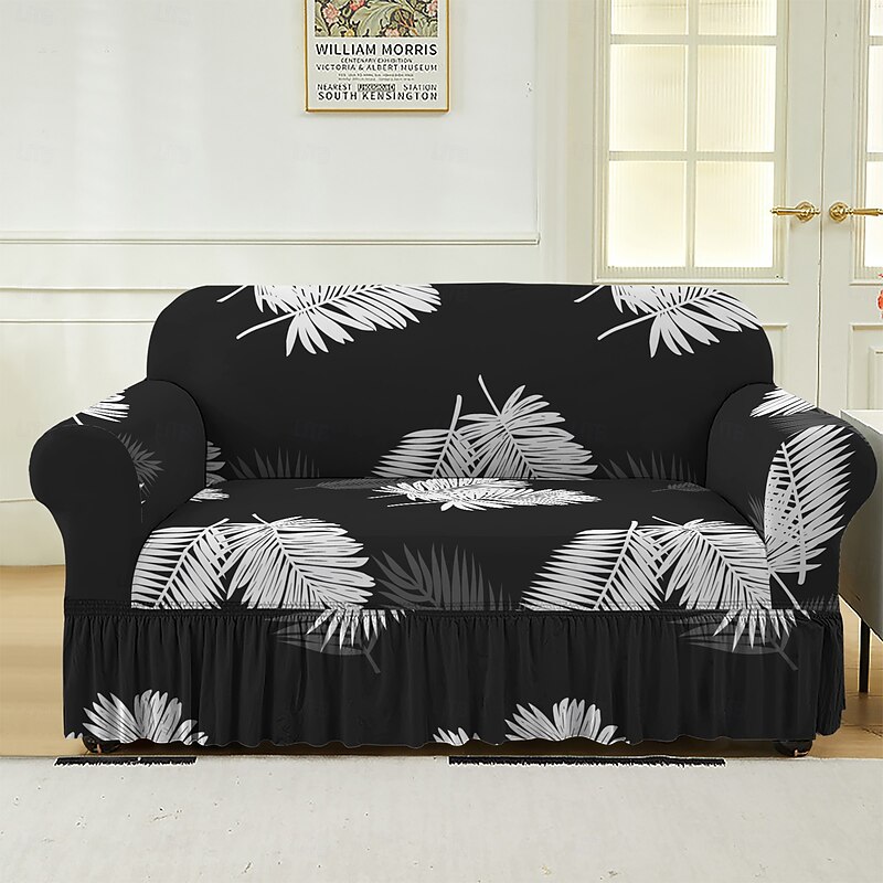 Floral Yarn-Dyed Microfiber Seat Cushion Cover, Stretchable Slipcover for Dining Chairs and Patio Furniture