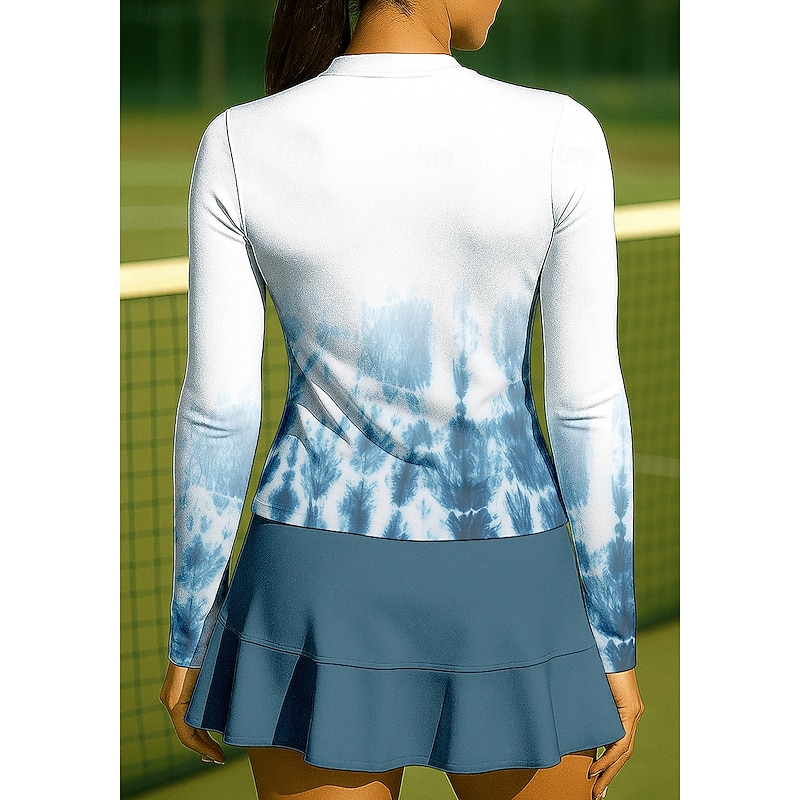 Women's Gradient Abstract Art Sport Shirt Tennis Shirt Tennis Top Long Sleeve Zipper Floral UPF50+ UV Resistant High Elasticity Moisture Wicking Breathable Volleyball Tennis Golf Stand Collar Zip2