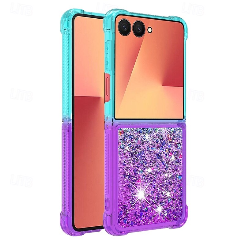 Phone Case For Samsung Galaxy Z Flip 7 Z Flip 6 Z Flip 5 Z Flip 4 Back Cover Wallet Case Bling Glitter Shiny Shockproof Color Gradient PC3