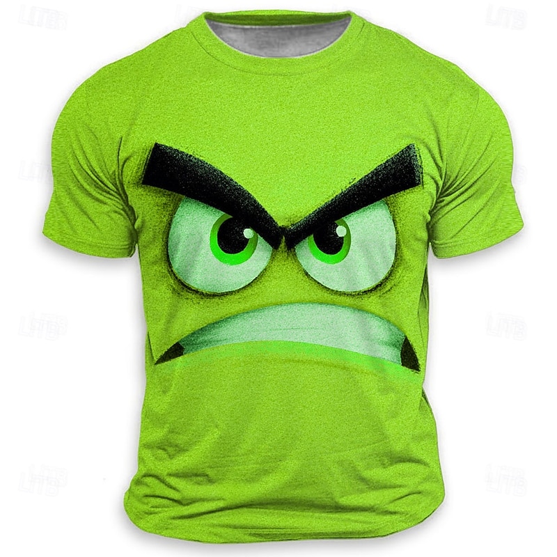 Men's Optical Illusion 3D Funny Emotes T Shirt Short Sleeve T shirt 3D Print Crew Neck Shirt Fashion Exaggerated Designer Party Street Casual Yellow Red Blue Summer Spring All Seasons Clothing Apparel4