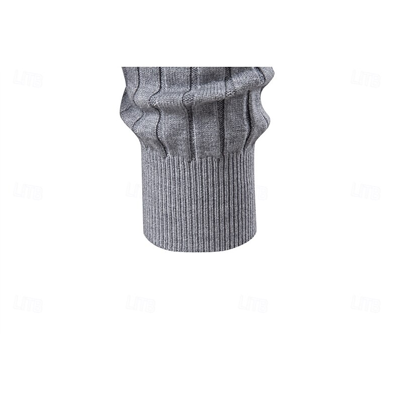 Men's Pullover Sweater Jumper Knit Regular Tops Solid Color Turtleneck Elegant Vintage School Vacation Clothing Apparel Spring Fall Black Dark Navy S M L4