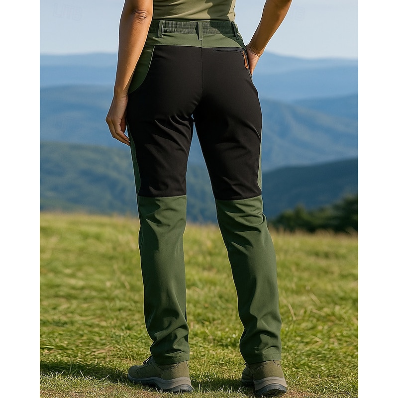 Women's Hiking Pants Trousers Waterproof pants Softshell Pants Patchwork Summer Outdoor Regular Fit Waterproof Windproof Bottoms Pocket Black Army Green Spandex Camping / Hiking Running S M L XL XXL2