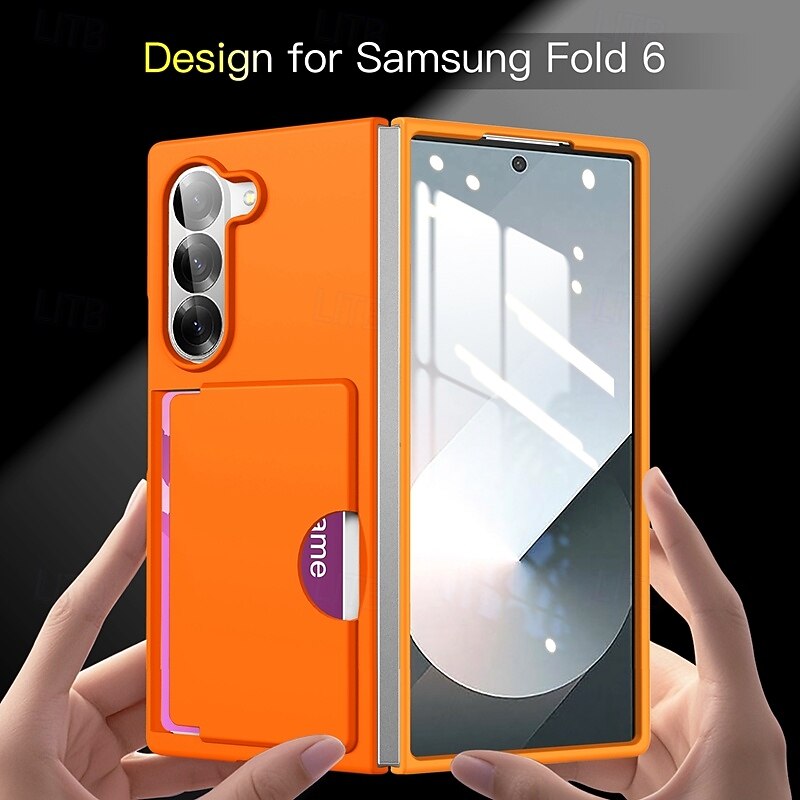 Phone Case For Samsung Galaxy Z Fold 7 Z Fold 6 Back Cover Card Slot Shockproof Retro PC3