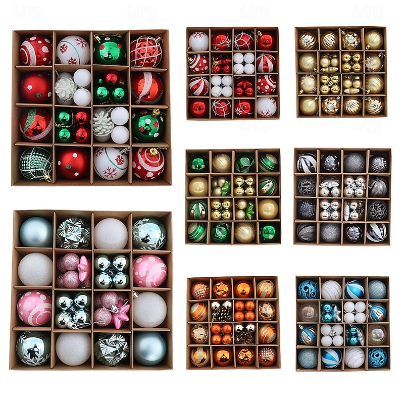 42 Pcs Christmas Tree Balls Baubles Ornaments 3cm 6cm Xmas Decorations Painted Shatterproof Gift Set For Holiday Party Christmas Tree Hanging Decoration Accessories