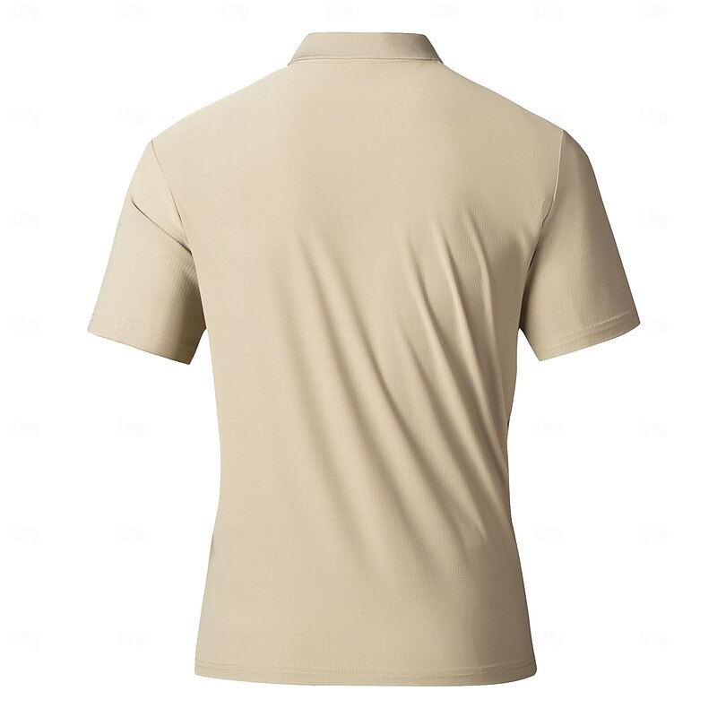 Men's Waffle Polo Shirts Golf Shirt Casual Sports Lapel Quarter Zip Short Sleeve Fashion Basic Plain Quarter Zip Plain Summer All Seasons Regular Fit Black White khaki Gray Waffle Polo Shirts3