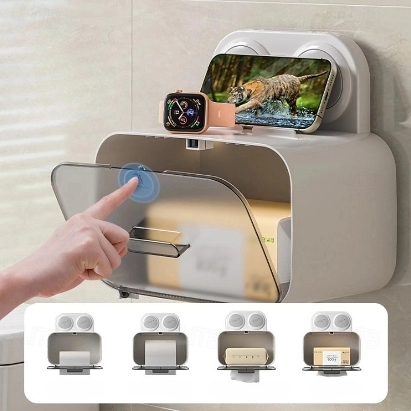 TAILI No Drilling Suction Toilet Paper Dispenser, Paper Towel Dispenser, Toilet Cover Cat Proof, for Bathroom Pantry and RV Kitchen2