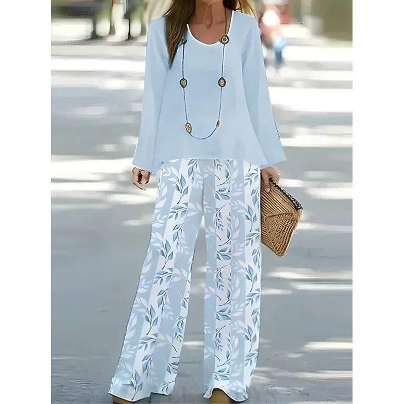 Women's 2 Pieces Basic Neon & Bright Shirt Blouse 3/4 Length Sleeve V Neck Floral Print Casual Linen Like Green Summer Regular Fit4