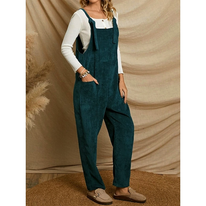 Women's Normal Overall Active Solid Color Sleeveless Pocket Vacation Daily Loose Fit Black Light Green Royal Blue Spring