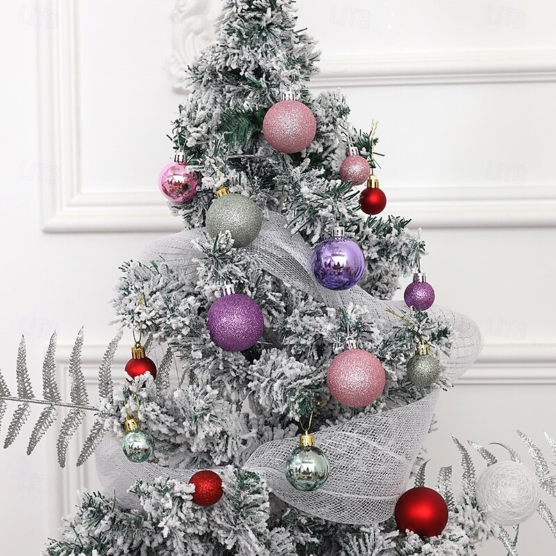 44 Pcs Christmas Tree Balls Baubles Ornaments Xmas Decorations Glitter Shiny Powder Balls Gift Box Set For Holiday Party Scene Layout Christmas Tree Hanging Decoration Accessories3