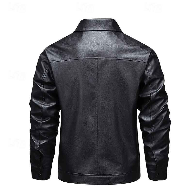 Men's Jacket Casual Jacket Outdoor Vacation Warm Zipper Pocket Fall Winter Plain Fashion Streetwear Standing Collar Regular Black Brown Jacket4
