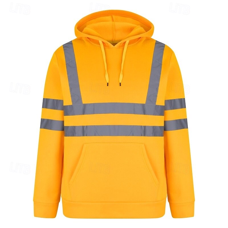Men's Hoodie Fleece Hoodie Fleece lined Hoodie Black Orange Green Hooded Plain Patchwork Color Block Sports & Outdoor Casual Daily Streetwear Cool Sportswear Fall & Winter Clothing Apparel Hoodies