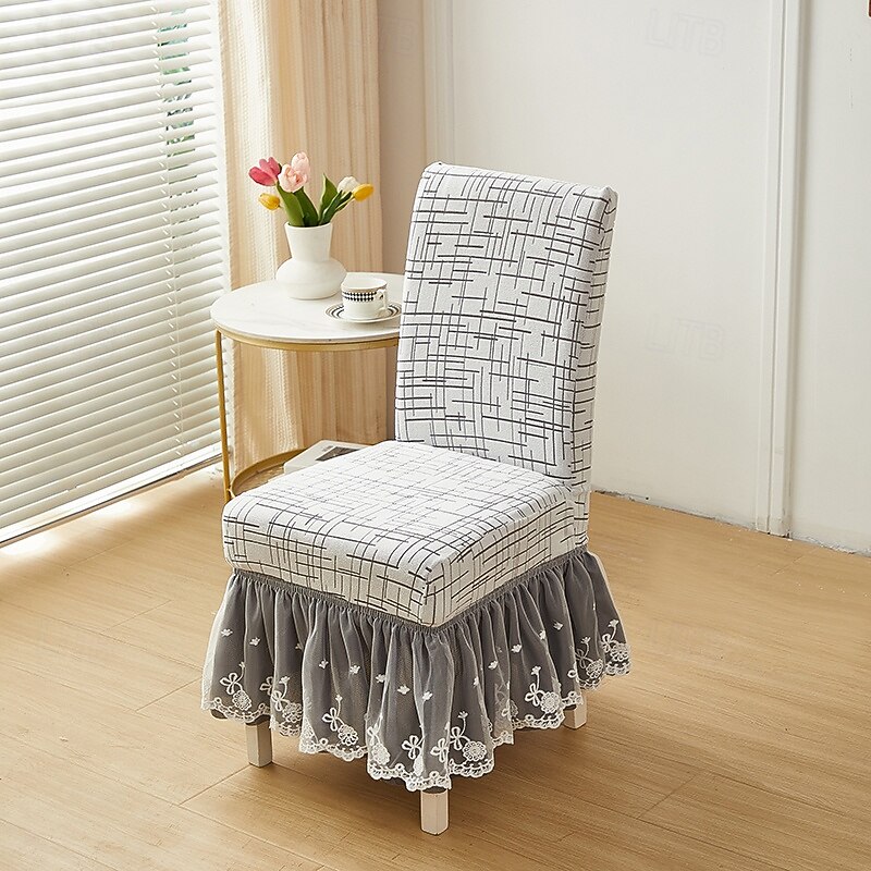 Dining Chair Cover for Home - Polar Fleece Fabric Stretch Slipcover, Soft Warm Seat Cover with Non-Slip Elastic Bottom, Machine Washable