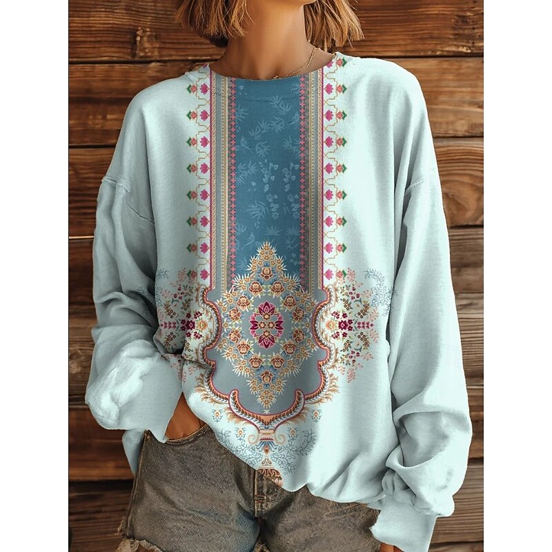 Women's 3D Print Vintage Boho Hoodie Patchwork Hoodie Sweatshirt Floral Pullover Sweatshirt Warm Active Vintage Street Dailywear Casual Print White Yellow Red Blue Brown Spring Fall Winter2