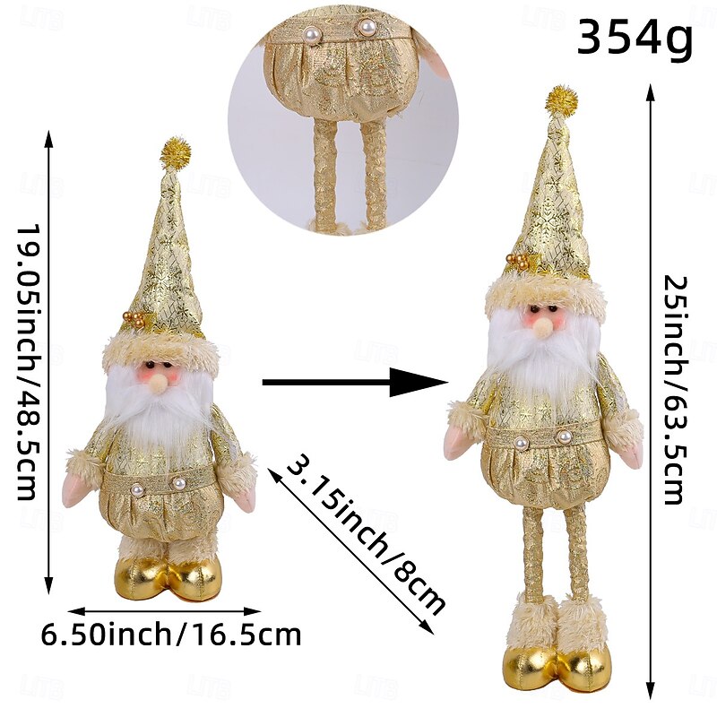Christmas Santa and Snowman Stretchable Dolls Gold Holiday Standing Figurines Festive Christmas Decoration Cute Seasonal Home Display Gift Idea4