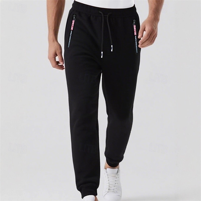 Men's Sweatpants Joggers Trousers Drawstring Pocket Elastic Waist Plain Comfort Sports Outdoor Daily Fashion Casual Black Micro-elastic3