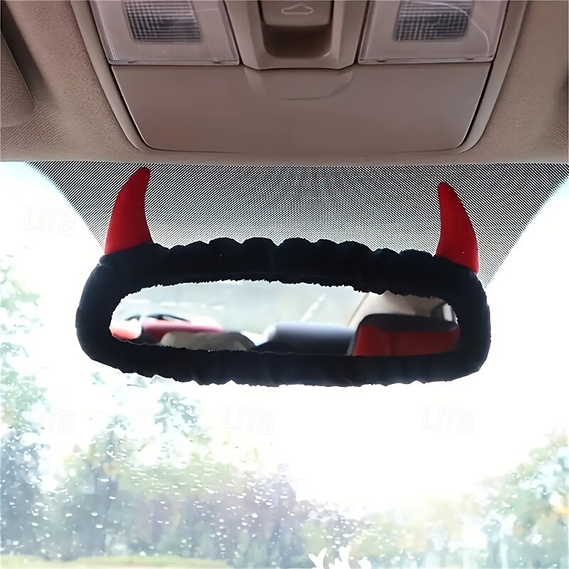 Cute Devil 1pc Car Rearview Mirror Cover Creative Fabric Decoration for Vehicle Interior for Halloween2