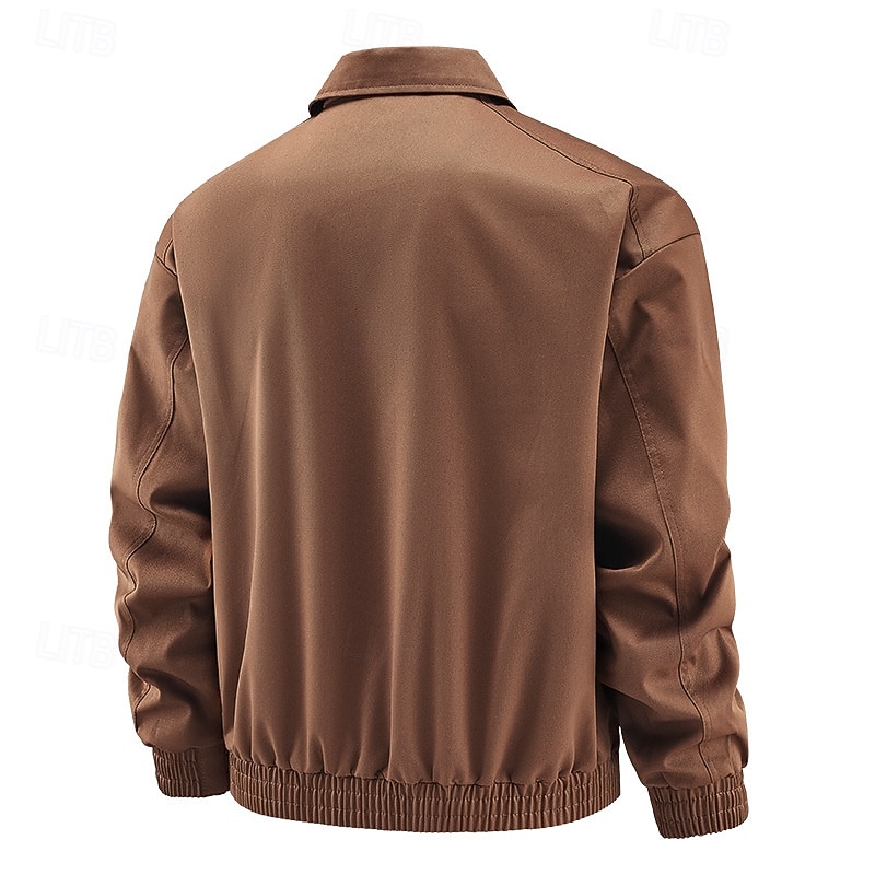 Men's Bomber Jacket Cargo Jacket Outdoor Casual Windbreaker Full Zip Zipper Pocket Fall Solid Color Punk Active Regular Black White Blue Purple Brown Jacket3