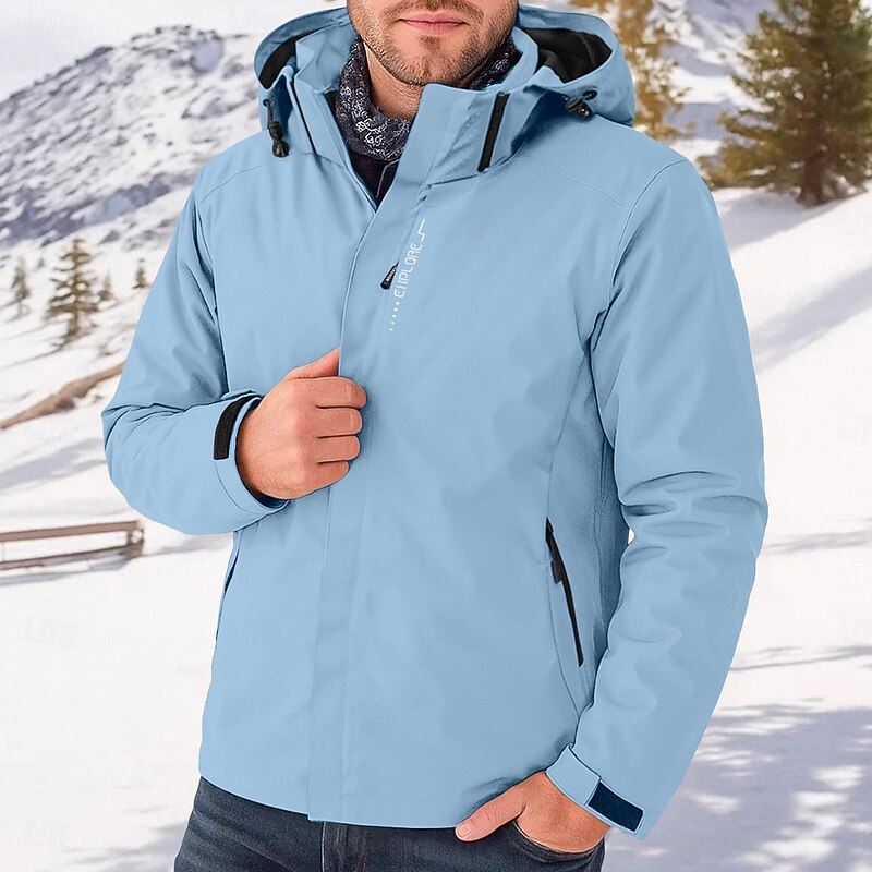 Men's Lightweight Jacket Softshell Jacket Raincoat Hiking Jacket Outdoor Sports Outdoor Waterproof Windbreaker Zipper Pocket Spring Fall Winter Solid Color Active Casual Hooded Short Black White Red3