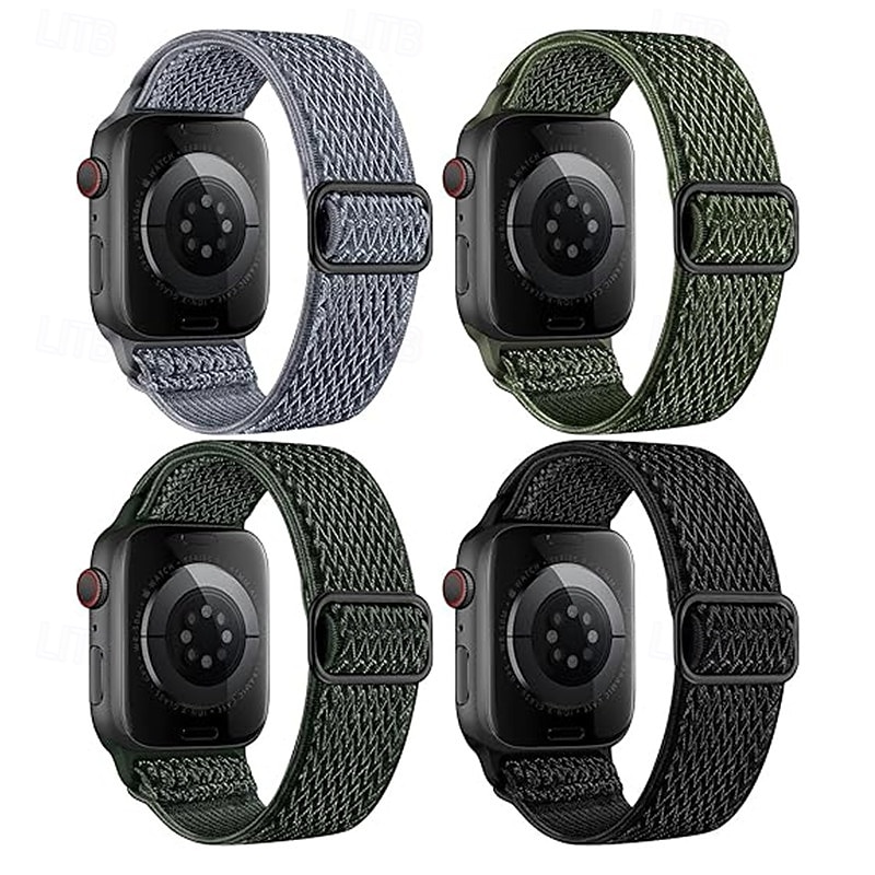 4 Pack Sport Band Compatible with Apple Watch band 38mm 40mm 41mm 42mm 44mm 45mm 49mm Braided Stretchy Breathable Nylon Strap Replacement Wristband for iwatch Ultra 2 Series 9 8 7 SE 6 5 4 3 2 13