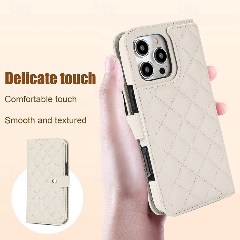 Phone Case For 16 15 14 Pro Max Plus 16e 13 Mini Wallet Case with Lanyard Kickstand Card Slot Retro TPU PU Leather4