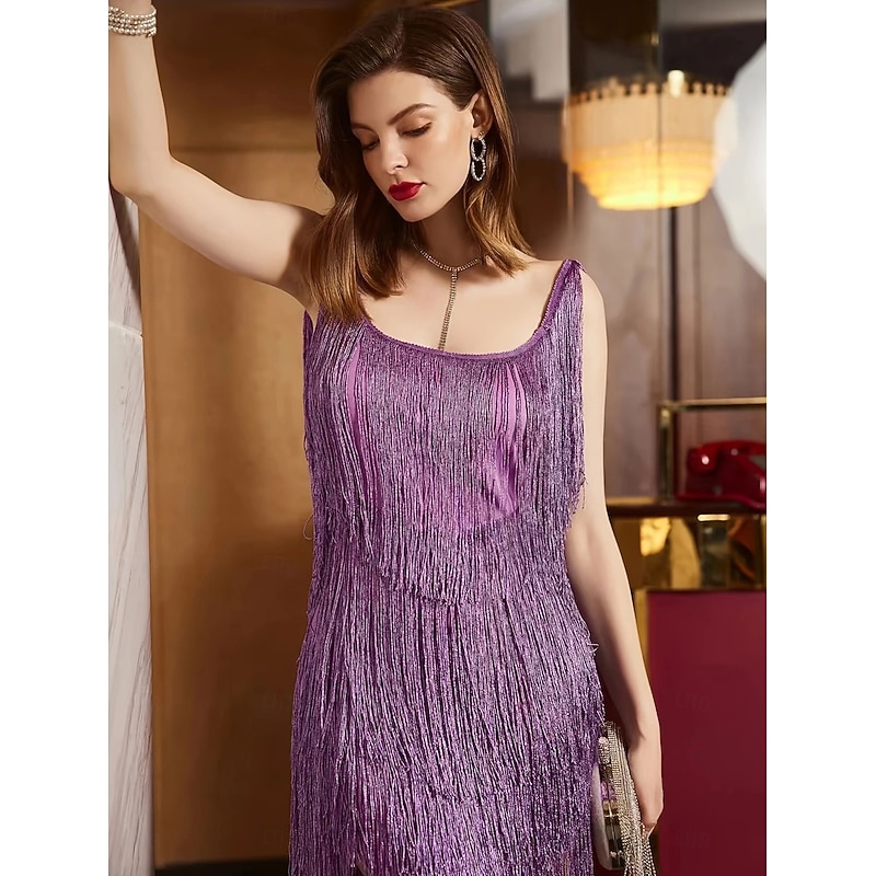 Retro Vintage Roaring 20s 1920s Mini Flapper Dress Dress The Great Gatsby Flapper Girl Fringe Fancy Dress Women's Christmas Halloween Carnival Wedding Evening Party Masquerade Adults Dress