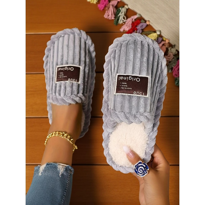 Women's Wide Width Pink Plush House Slippers – Cozy Indoor Slip-Ons with Cushioned Sole for Home, Dorm and Relaxed Lounging4