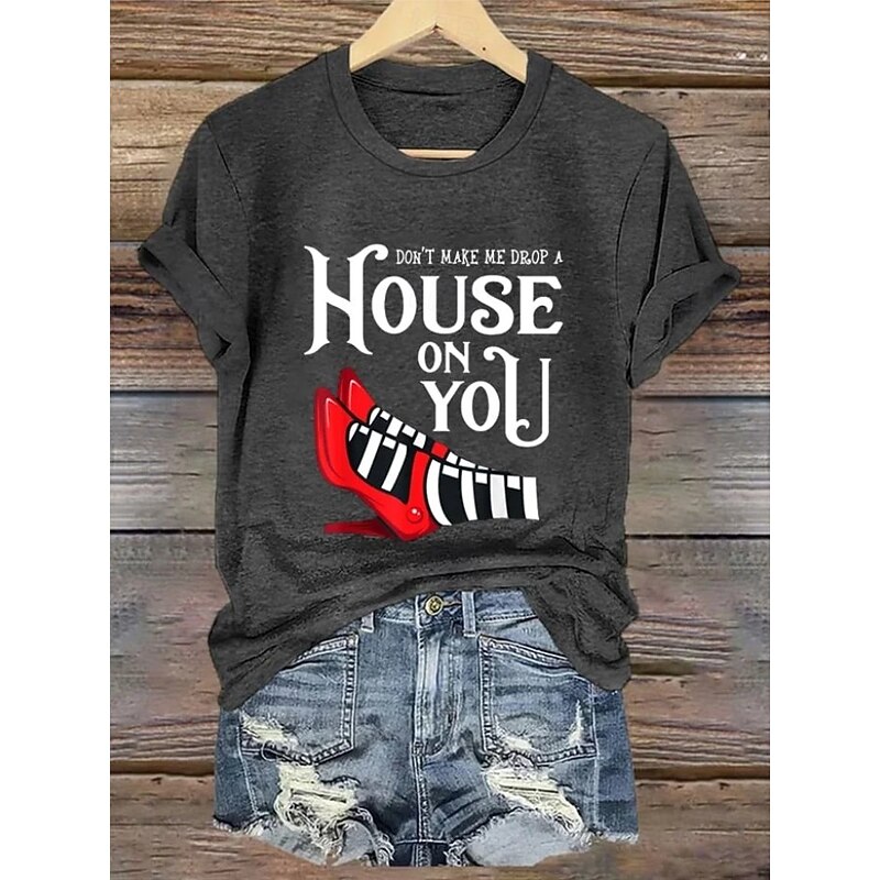 Halloween Women's Poker Ace of Spades T Shirt Graphic Letter Vintage Stylish Classic Short Sleeve Crew Neck Regular Tops Daily Weekend Print Black White Pink Red Blue Summer Spring4