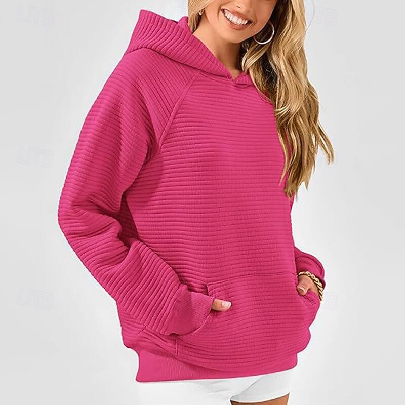Women's Casual Sweatshirt Pullover Hoodie Hooded Long Sleeve Top Athleisure Solid Colored Fashion Casual Cycling Running Sportswear Activewear Black Pink Blue3