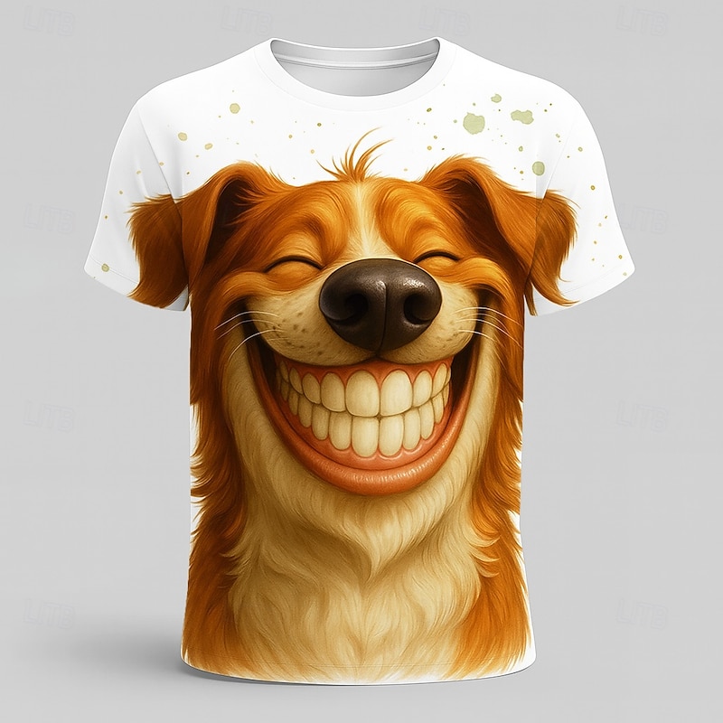 Men's Animal 3D T Shirt Short Sleeve T shirt 3D Print Crew Neck Shirt Fashion Exaggerated Daily Party Street Casual White 1 White 2 Summer Spring Clothing Apparel S M L XL XXL XXXL