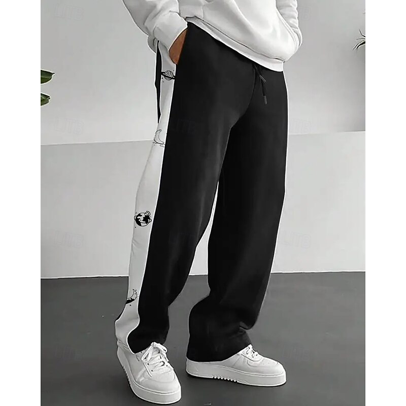 Men's Sweatpants Trousers Straight Leg Sweatpants Drawstring Pocket Elastic Waist Color Block Comfort Sports Outdoor Daily Fashion Casual Black Khaki Micro-elastic2