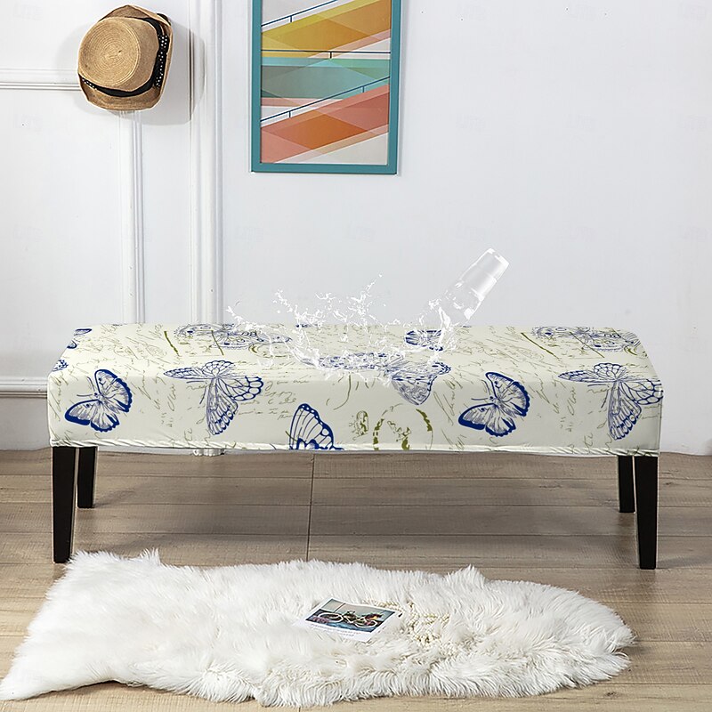 1/4/6pcs Printed Bench Seat Covers, Waterproof Polyester Spandex Slipcovers, Stretch Washable Furniture Protector for Dining Room, Bedroom, and Living Room