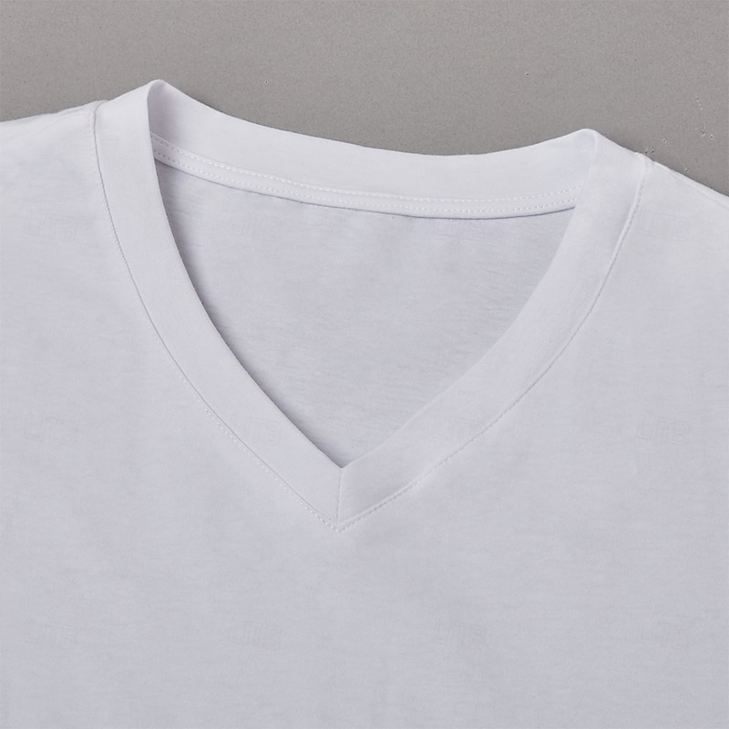 Men's Tee Top Cotton Blend T-Shirt Short Sleeve Short Sleeves V Neck Summer All Seasons Solid Color Plain Designer Basic Modern Contemporary V Neck Vacation Street Casual Black White Top Tee for Men4