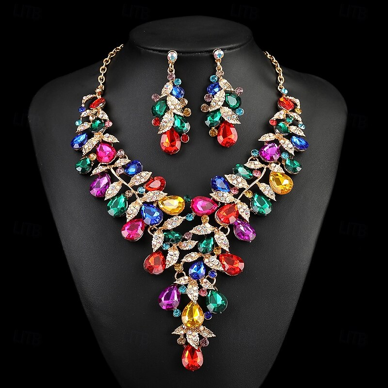 Jewelry Set Two-piece Suit Chrome Earrings Necklace Women's Elegant Vintage Fashion Vintage Style Classic Jewelry Set For Wedding Party Wedding Guest