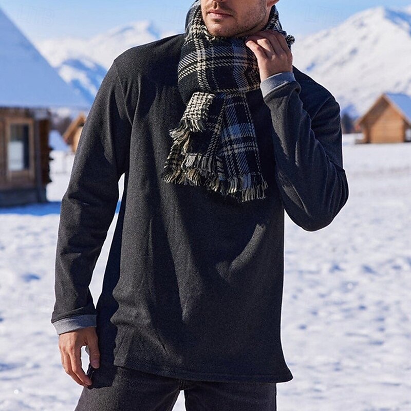 Men's T Shirt Tee Tee Top Long Sleeve Shirt Long Sleeve Crew Neck Spring Fall Plain Fashion Designer Basic Splice Vacation Street Going out Black Grey Top Tee for Men4