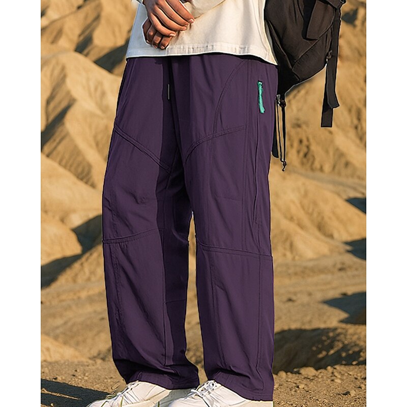 Men's Hiking Pants Trousers Softshell Pants Outdoor Regular Fit Waterproof Windproof Bottoms Pocket Black Purple Camping / Hiking Running S M L XL XXL3