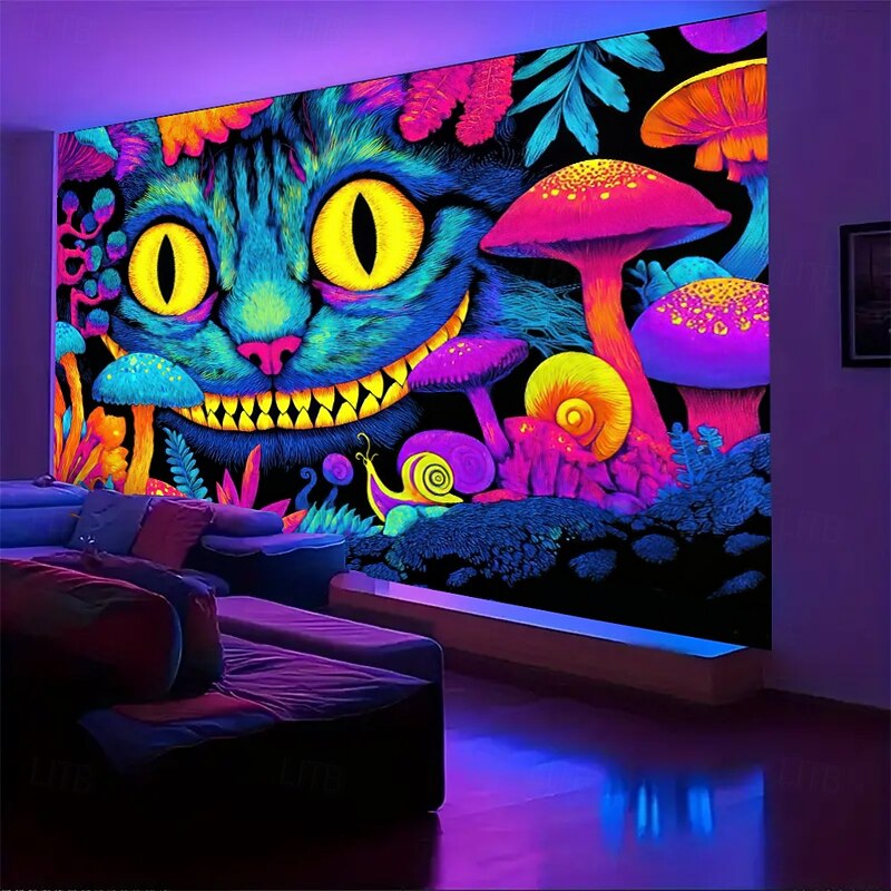 Tapestry Blanket Wall Hangings Mushroom Cat Monster Psychedelic Mystic Bedroom Living Room Dorm Home Decor2