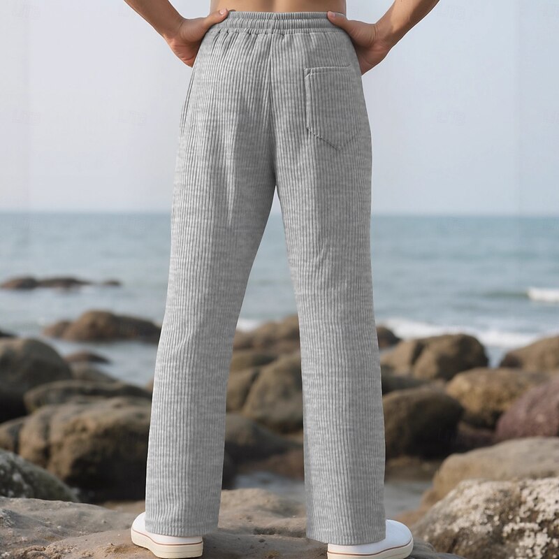 Men's Sweatpants Trousers Baggy Pants Knit Pants Open Bottom Sweatpants Drawstring Elastic Waist Plain Moisture Wicking Breathable Full Length Outdoor Casual Daily Fashion Streetwear Black Green4