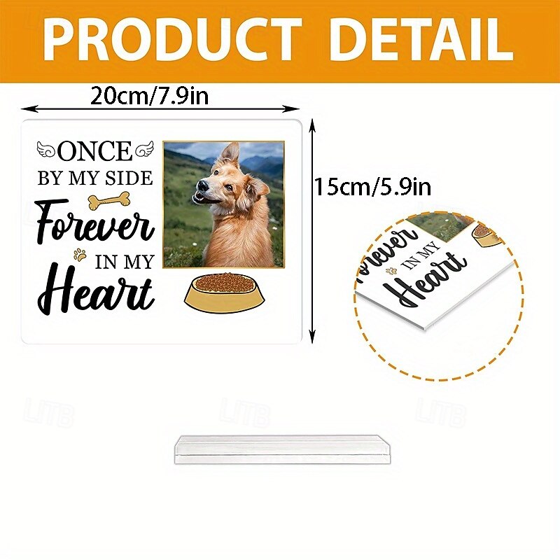Personalized Photo Plaque with Base Custom Memorial Gift Frame for Dog, Acrylic Sympathy Picture Frame for Pet Loss, Remembrance Gift for Loss of Beloved Dog, 8x6 Inch (20×15cm)4