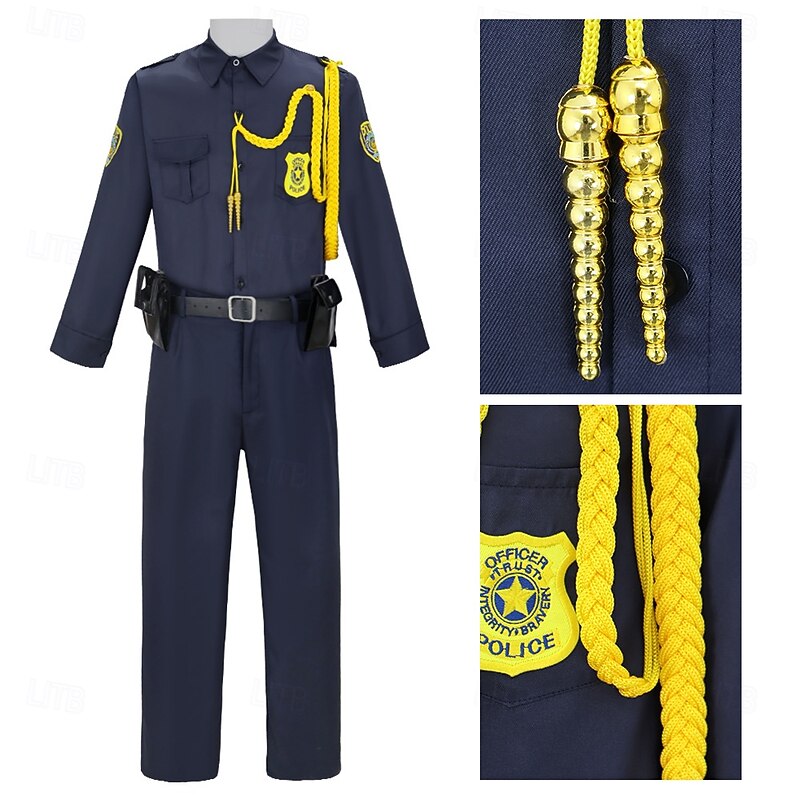 Zootopia Fox Policeman Nick Wilde Jumpsuit Fancy Dress Movie Cosplay for Men's Adults Halloween Carnival Performance Party2