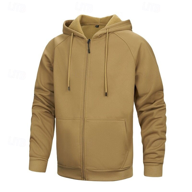 Men's Hoodie Full Zip Hoodie Pullover Hoodie Sweatshirt Black Army Green Khaki Gray Hooded Plain Pocket Sports & Outdoor Casual Daily Streetwear Cool Sportswear Fall & Winter Clothing Apparel Hoodies