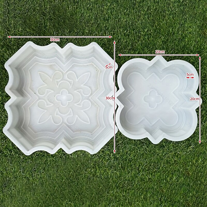2pcs Beautiful Plastic Molding Large Paver Concrete Mold Concrete Mold Cement Mold, Plastic Brick Mold Concrete Mold Stone Paver Mold, Making Large and Small "Lily Flower" Type Interlocking Footing2
