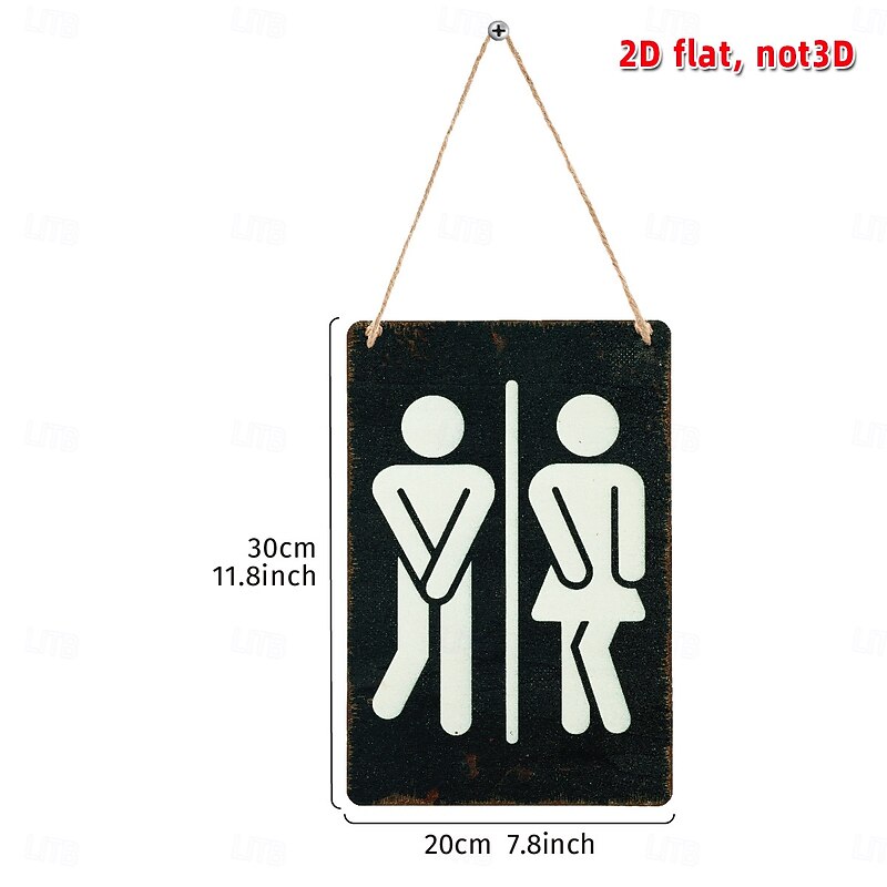 Bathroom Sign – Wooden Rectangular Hanging Wall Décor for Home, Hotel, and Mall Restrooms3