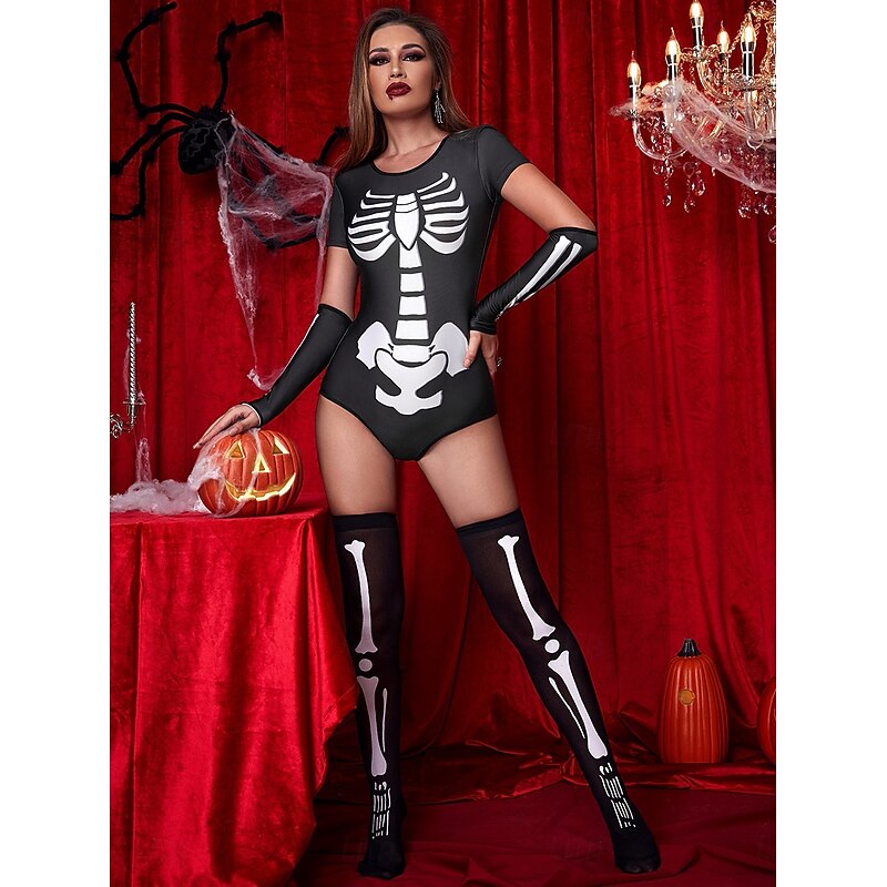 Skull Halloween Cosplay Costume Halloween Sexy Costume Halloween Adults' Women's Halloween Performance Party Stage Easy Halloween Costumes Dress Up2